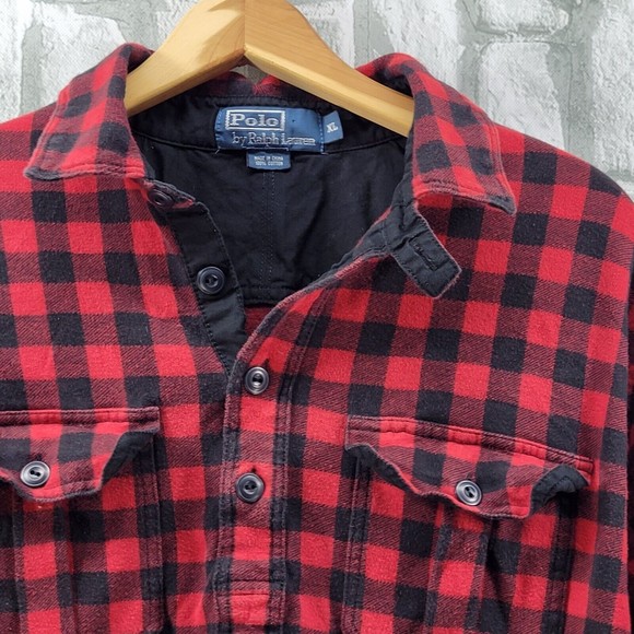 Polo Ralph Lauren Mens Shirt XL Plaid Half Button Up Buffalo Pullover Cotton - Picture 2 of 10